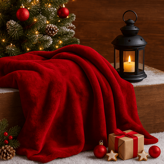 Χριστουγεννιάτικη Κουβέρτα Βελουτέ Υπέρδιπλη Redwine 220x240εκ