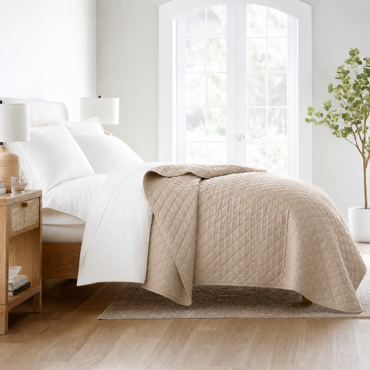 Κουβερλί Μονό Ξενοδοχείου 100% Cοtton Beige