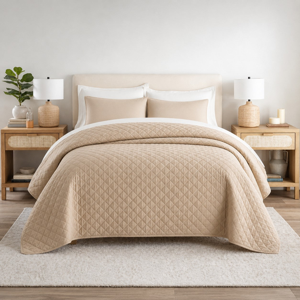 Κουβερλί Μονό Ξενοδοχείου 100% Cοtton Beige