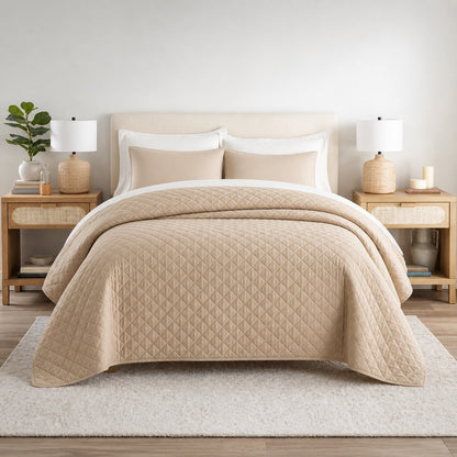 Κουβερλί Μονό Ξενοδοχείου 100% Cοtton Beige