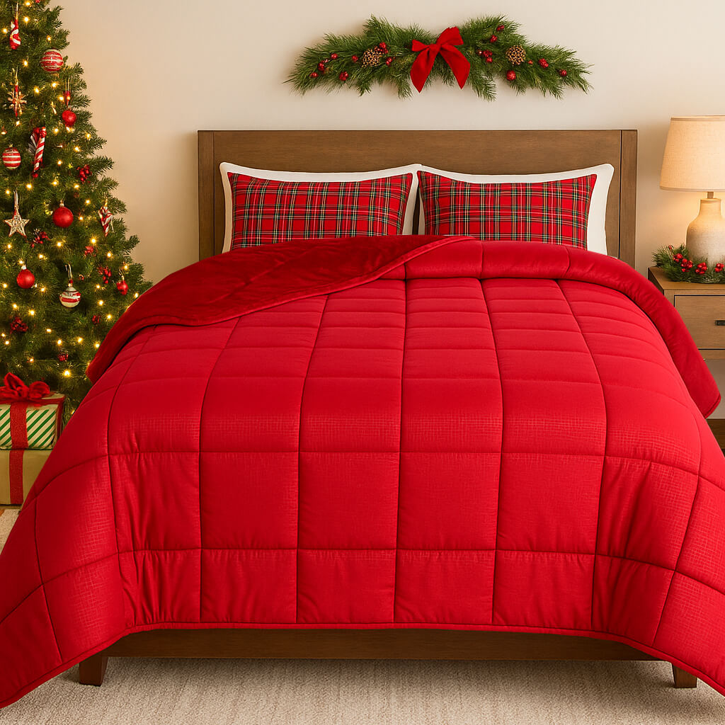 Χριστουγεννιάτικο Κουβερτοπάπλωμα Υπέρδιπλο 220x240εκ Wine