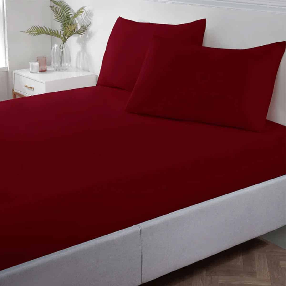 Σεντόνι με Λάστιχο 160x200+40εκ Red Wine