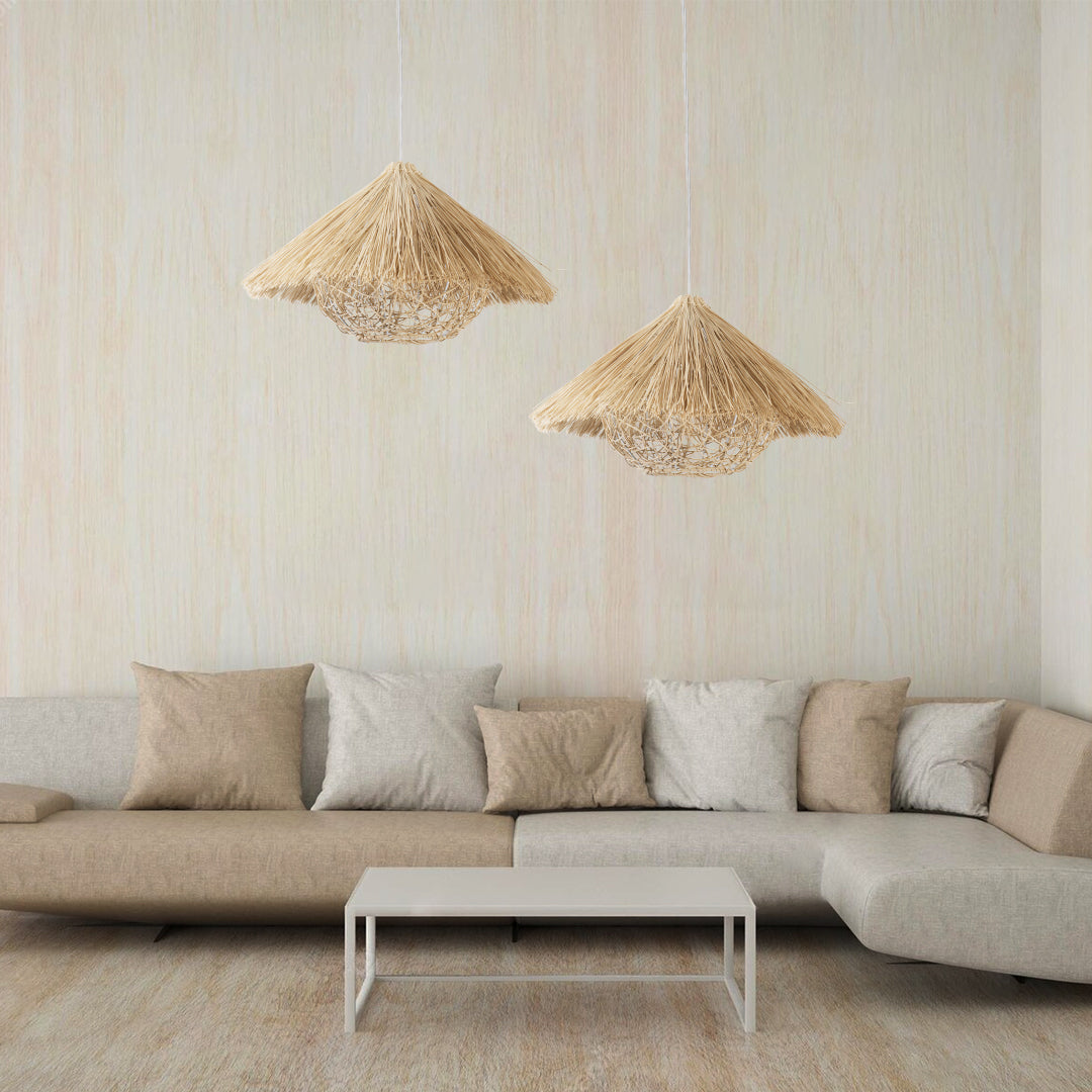 CHEOPE 01599 Boho Κρεμαστό Φωτιστικό Οροφής με Ντουί 1 x E27 AC 220-240V IP20 - Μπεζ - Μ45 x Π45 x Υ35