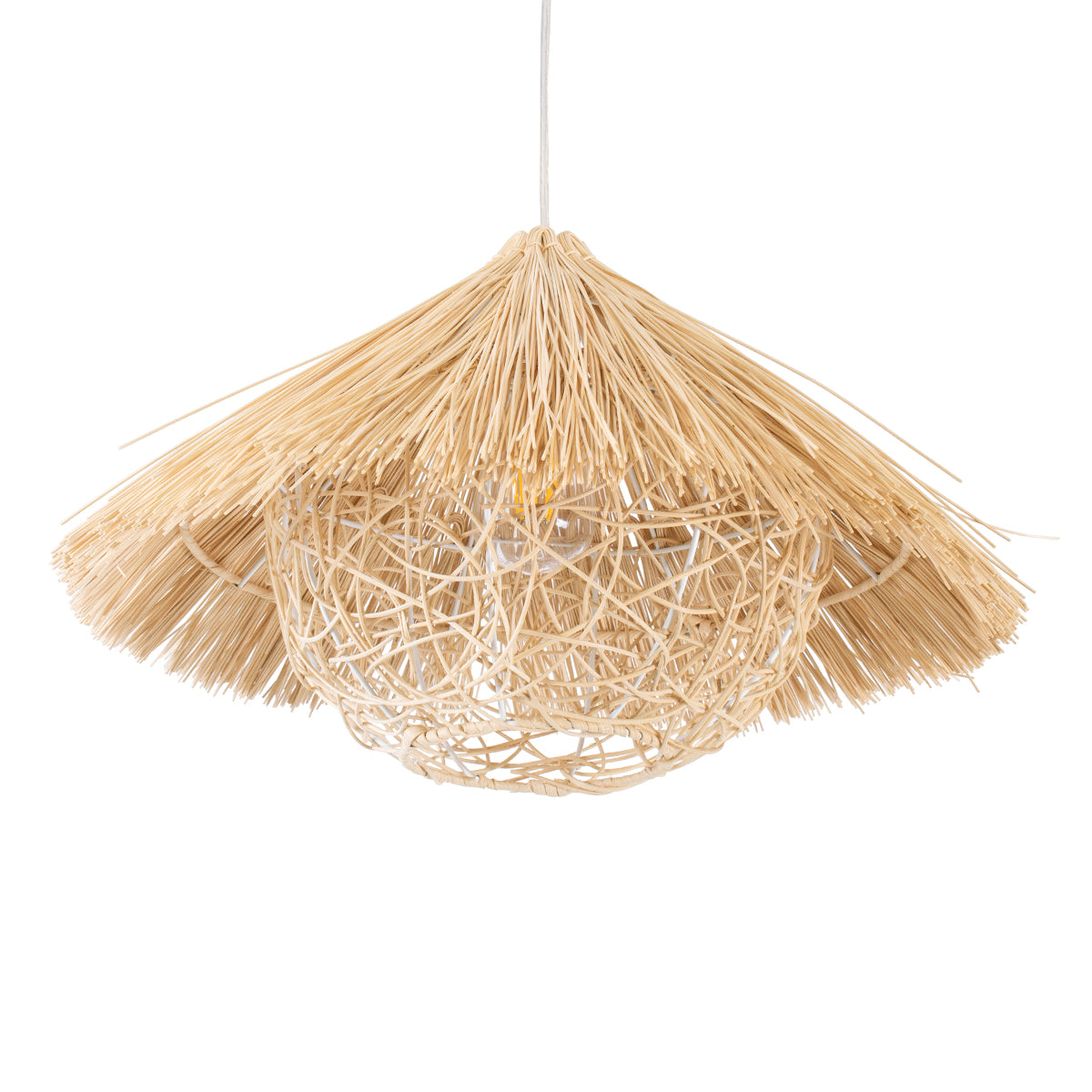 CHEOPE 01599 Boho Κρεμαστό Φωτιστικό Οροφής με Ντουί 1 x E27 AC 220-240V IP20 - Μπεζ - Μ45 x Π45 x Υ35