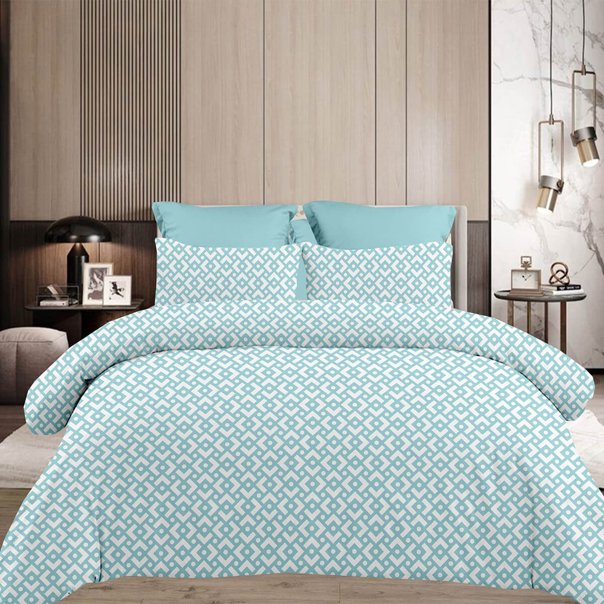 Σεντόνια King Size Σετ 2 x 2.60x2.80εκ + 2 x 52x72εκ Chiara Petrol