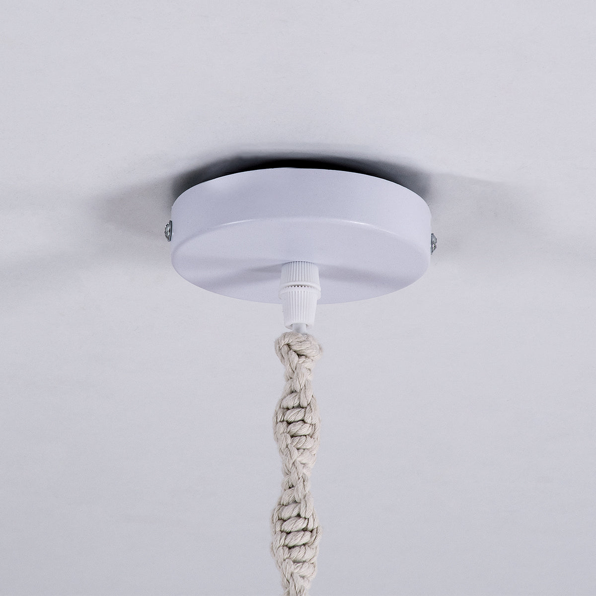 CONGO 36206 Boho - Μακραμέ - Macrame Κρεμαστό Φωτιστικό Οροφής Μονόφωτο 1 x E27 Πλεκτό Χειροποίητο Μπεζ Υφασμάτινο με Σχοινί Φ30 x Υ50cm