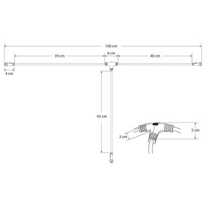 CONNECTOR 60957 5 Pin Καλώδιο/Επέκταση Τ 1 Μέτρου με Είσοδο 1 x Αρσενικό Βύσμα & Έξοδο 2 x Θηλυκά Βύσματα Αδιάβροχο IP68 - Μαύρο - Μ100 x Π52 x Υ2