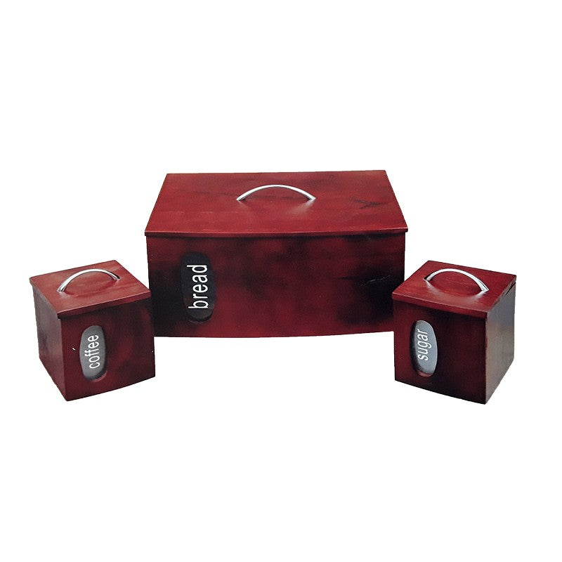 Δοχεία Καφέ/Ζάχαρης Ξύλινα Καφέ 14x14x18 (2 Τεμ.)