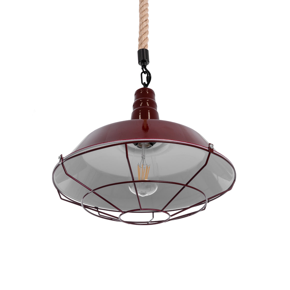 CRANE 01410 Vintage Κρεμαστό Φωτιστικό Οροφής με Ντουί 1 x E27 AC 220-240V IP20 - Κόκκινο & Μπεζ - Μ36 x Π36 x Υ31
