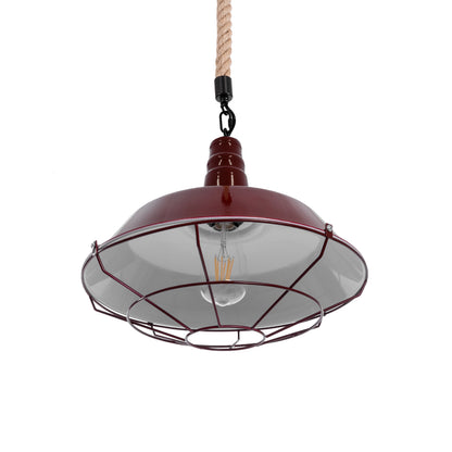 CRANE 01410 Vintage Κρεμαστό Φωτιστικό Οροφής με Ντουί 1 x E27 AC 220-240V IP20 - Κόκκινο & Μπεζ - Μ36 x Π36 x Υ31