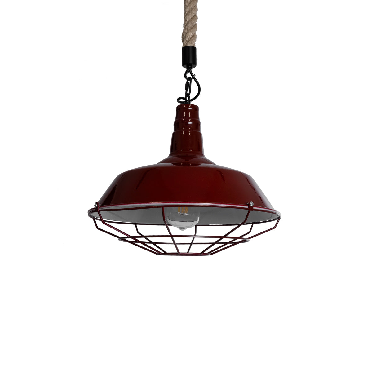 CRANE 01410 Vintage Κρεμαστό Φωτιστικό Οροφής με Ντουί 1 x E27 AC 220-240V IP20 - Κόκκινο & Μπεζ - Μ36 x Π36 x Υ31