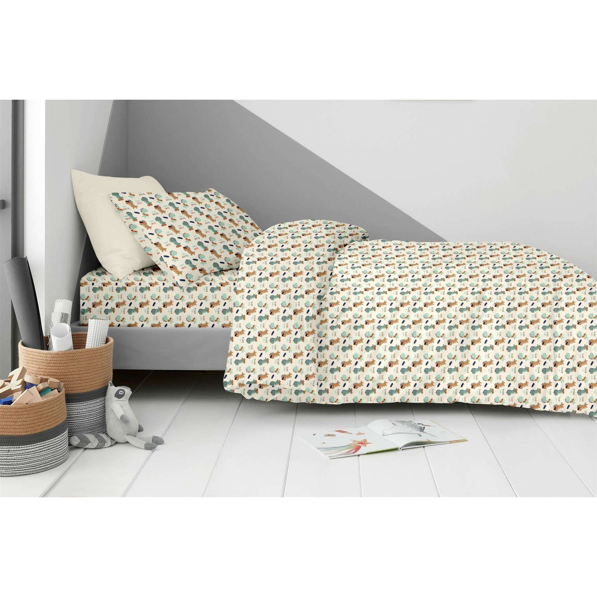 Σετ Παιδικό Κουβερλί με Σεντόνι και Μαξιλαροθήκες Cool Dino