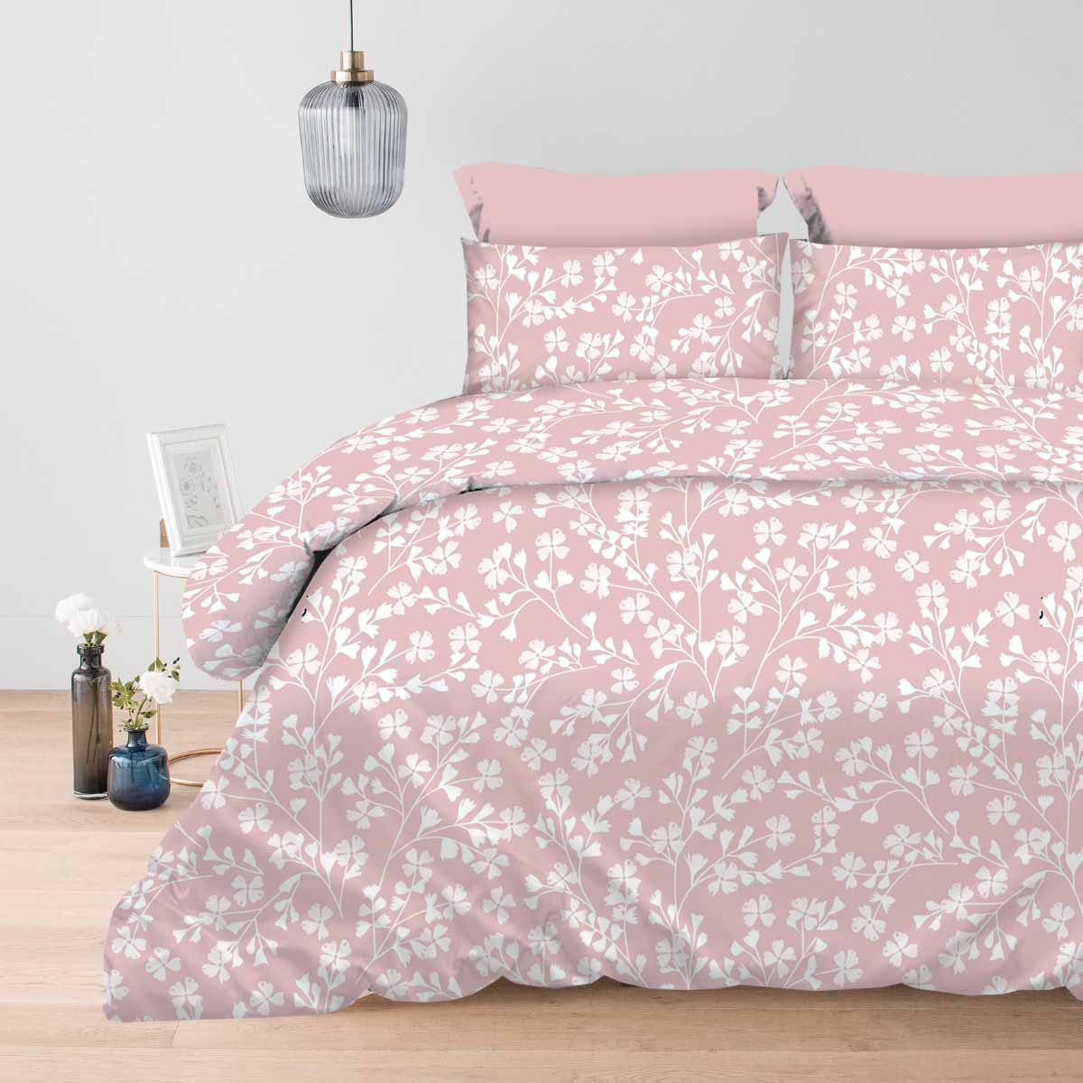 Σετ Σεντόνια 2x(2,45x2,60εκ) + 2x(52x72εκ) Daisy Dusty Rose