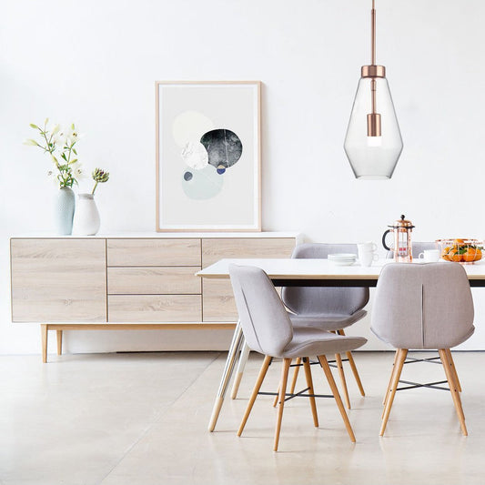 Φωτιστικό Κρεμαστό Μονόφωτο Γυάλινο με Χαλκό G9 Φ17x140