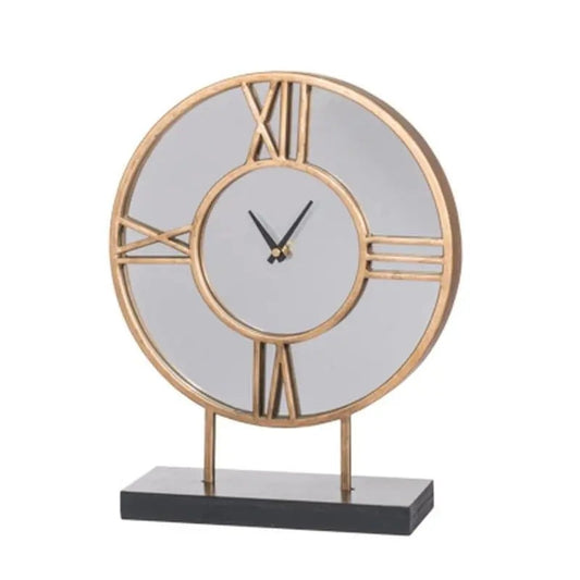 Artekko Επιτραπέζιο Ρολόι με Καθρέπτη Μεταλλικό Χρυσό/Μαύρο DF43492-DS