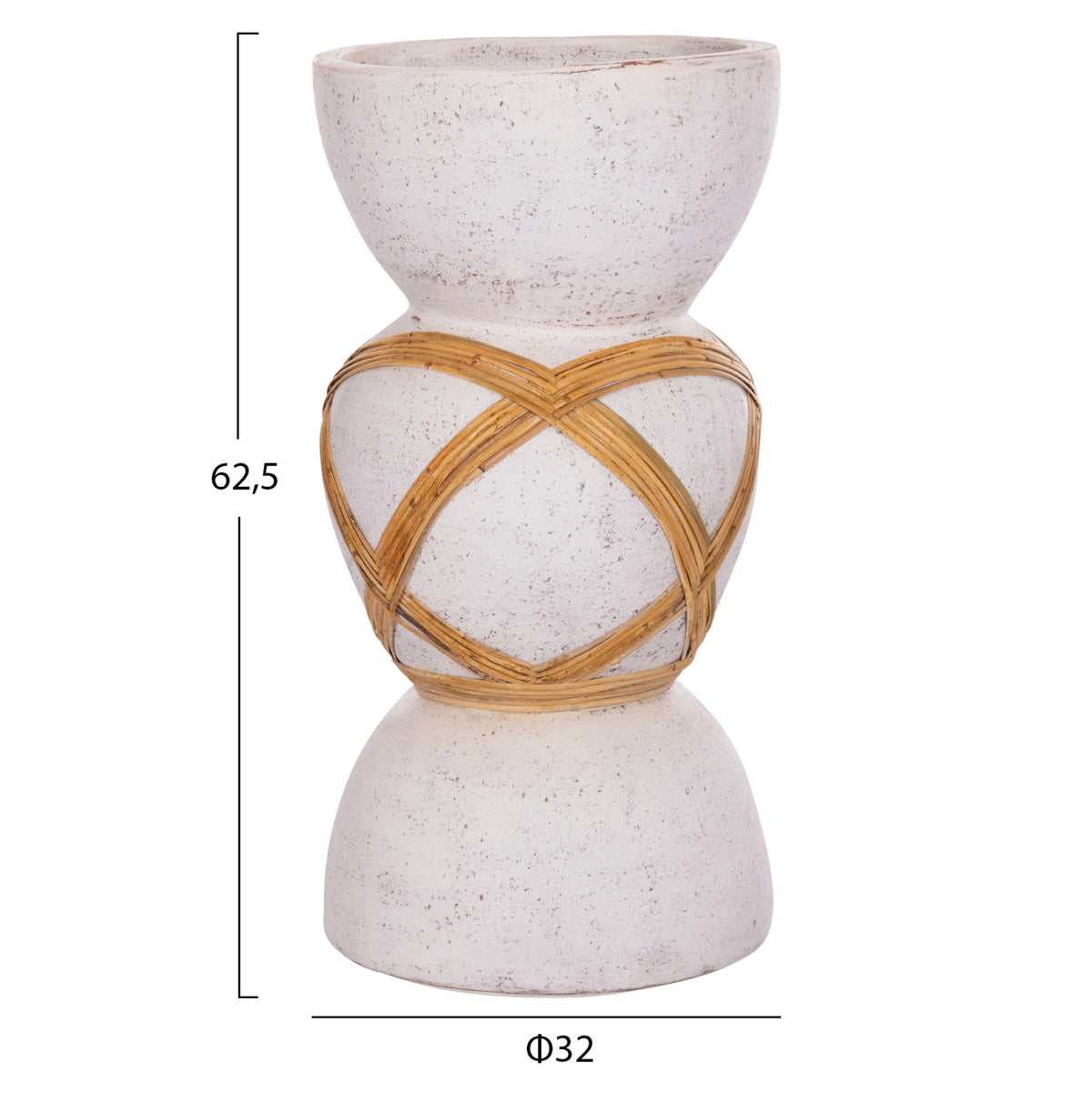 ΔΙΑΚΟΣΜΗΤΙΚΟ ΒΑΖΟ ΔΑΠΕΔΟΥ MAYNARD TERRACOTTA ΛΕΥΚΟ RATTAN Φ32x62.5