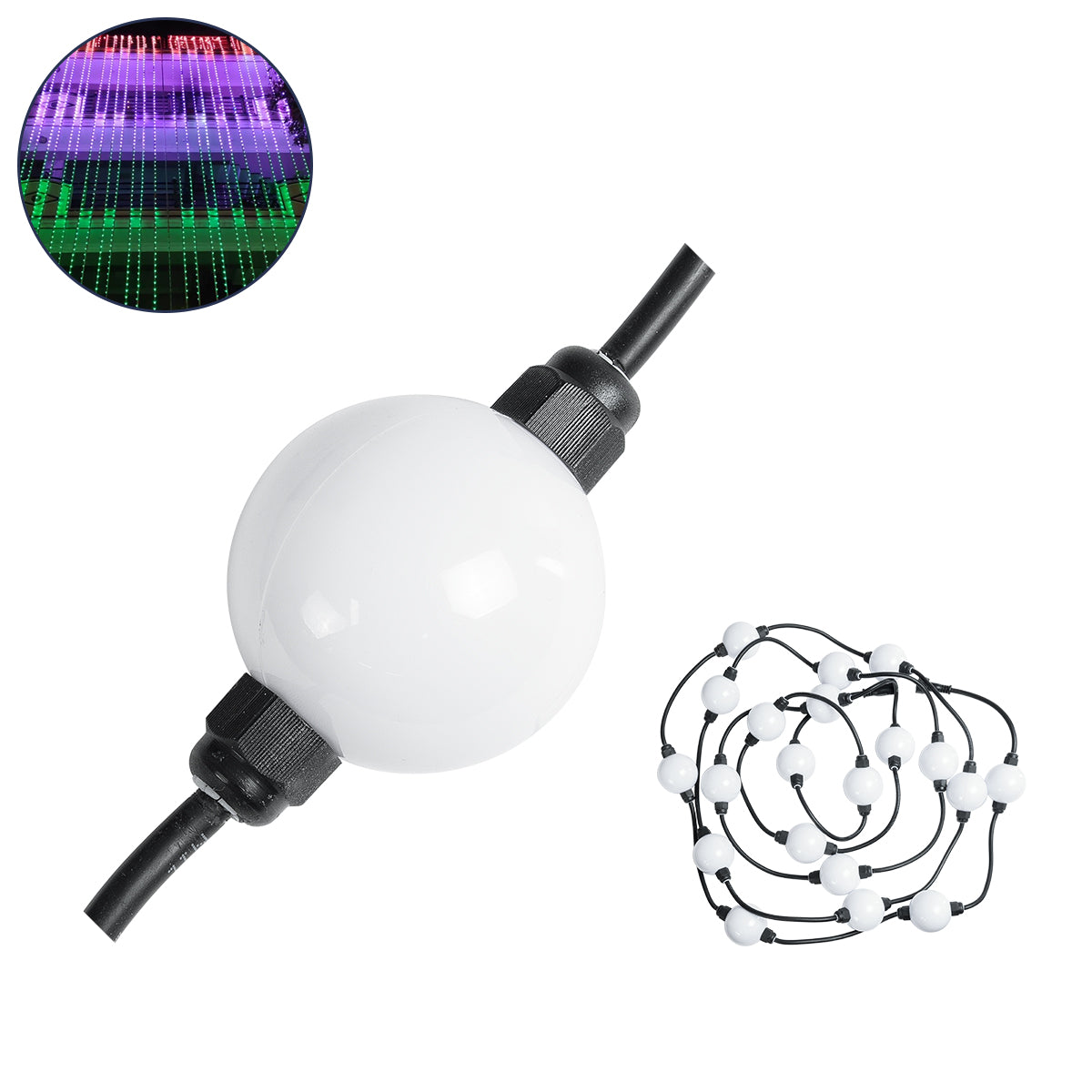 DIGICHAIN 73722 Ψηφιακή Pixel Addressable Γιρλάντα LED 28W 1400lm 360° DC 24V Αδιάβροχο IP65 60 x SMD3535 Chip 20 x Pixel Πολύχρωμο RGB Dimmable SPI/TTL Protocol IC WS2811/SM16703P - Sanan SMD Chip - Μ460 x Π5 x Υ5 - Πακέτο 20 Τεμαχίων