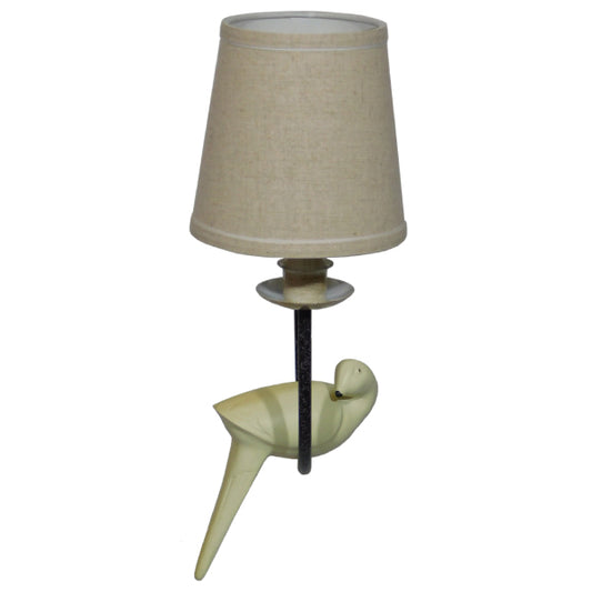 DOVE 01084 Vintage Φωτιστικό Τοίχου Απλίκα Μονόφωτο Μαύρο Μεταλλικό με Υφασμάτινο Μπεζ Καπέλο Φ16 x Μ35 x Π16 x Υ45cm