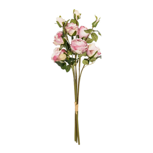 DUSTY PINK ROSE BOUQUET 21083 Τεχνητό Διακοσμητικό Μπουκέτο Τριαντάφυλλα Ανοιχτό Ροζ Y63cm