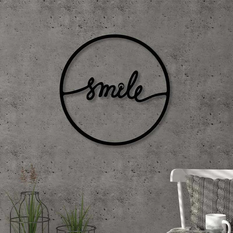 Διακοσμητικό Τοίχου Smile Μεταλλικό Χρώμα Μαύρο 45x2X45