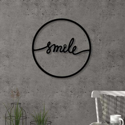 Διακοσμητικό Τοίχου Smile Μεταλλικό Χρώμα Μαύρο 45x2X45