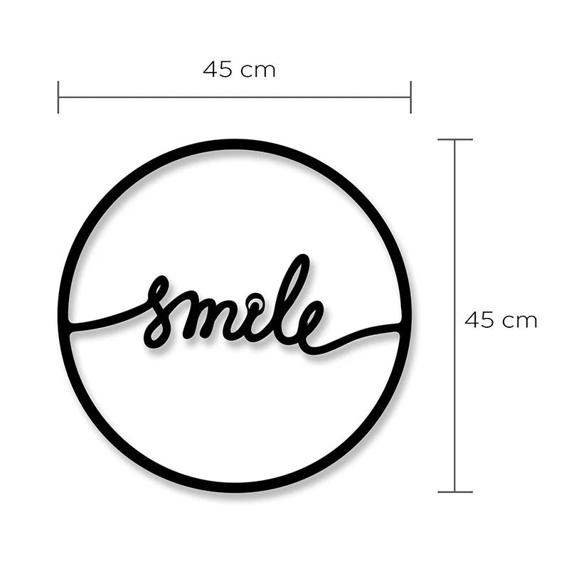 Διακοσμητικό Τοίχου Smile Μεταλλικό Χρώμα Μαύρο 45x2X45