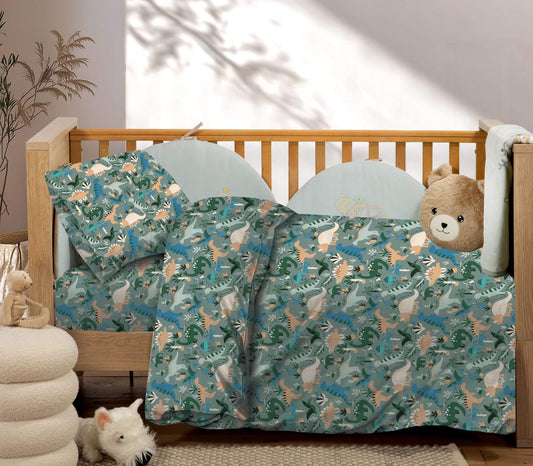 Βρεφικά Σετ Σεντόνι Κούνιας με Λάστιχο Dinosaurs