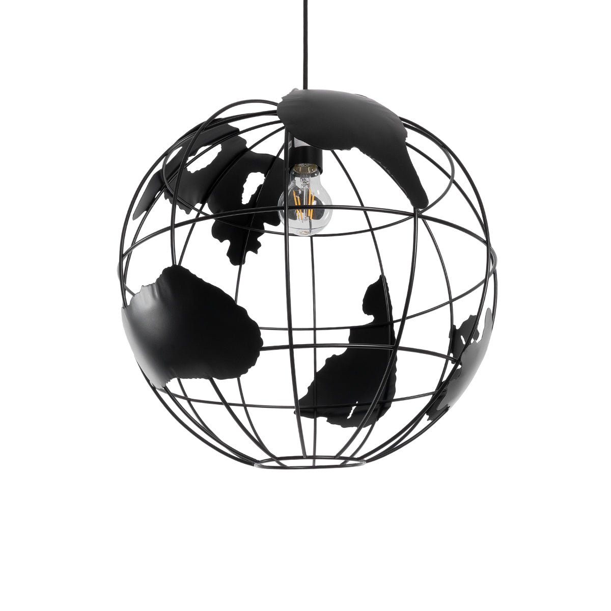 EARTH 01663 Vintage Κρεμαστό Φωτιστικό Οροφής με Ντουί 1 x E27 AC 220-240V IP20 - Μαύρο - Μ41 x Π41 x Υ41