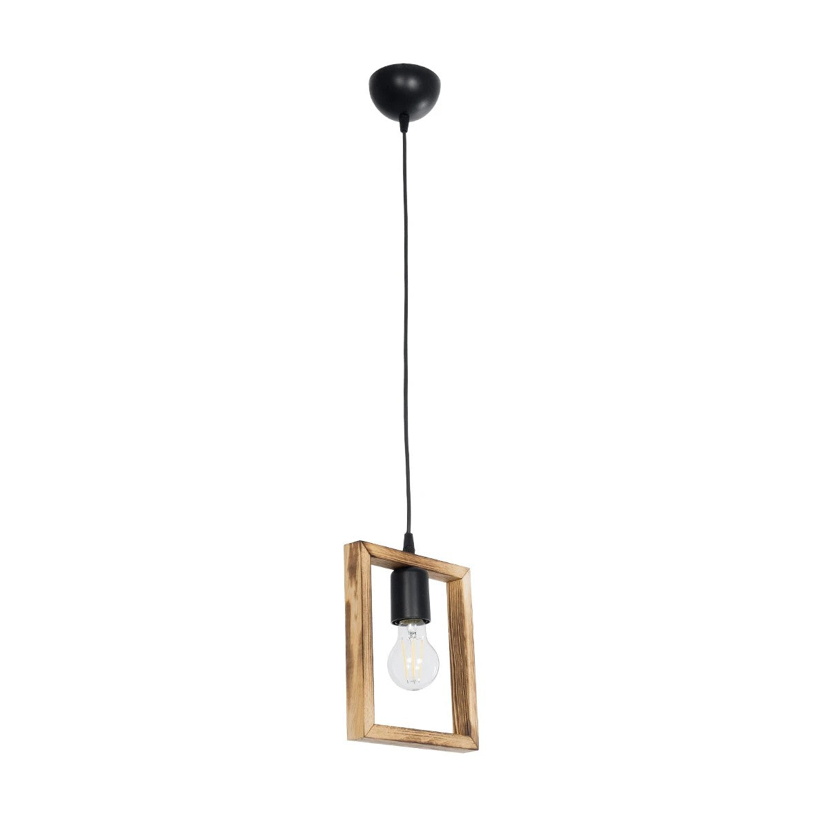 EDISON 203-0020 Vintage Κρεμαστό Φωτιστικό Ανάρτηση Μονόφωτο 1 x E27 IP20 Μπεζ Ξύλο - Μ18.5 x Π18.5 x Υ66cm