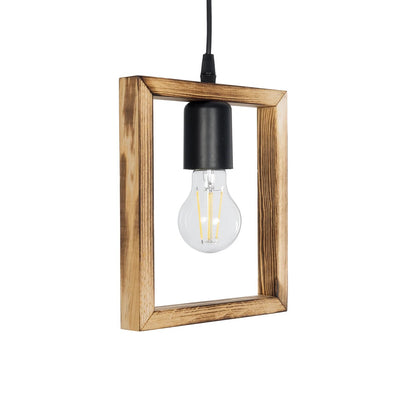 EDISON 203-0020 Vintage Κρεμαστό Φωτιστικό Ανάρτηση Μονόφωτο 1 x E27 IP20 Μπεζ Ξύλο - Μ18.5 x Π18.5 x Υ66cm