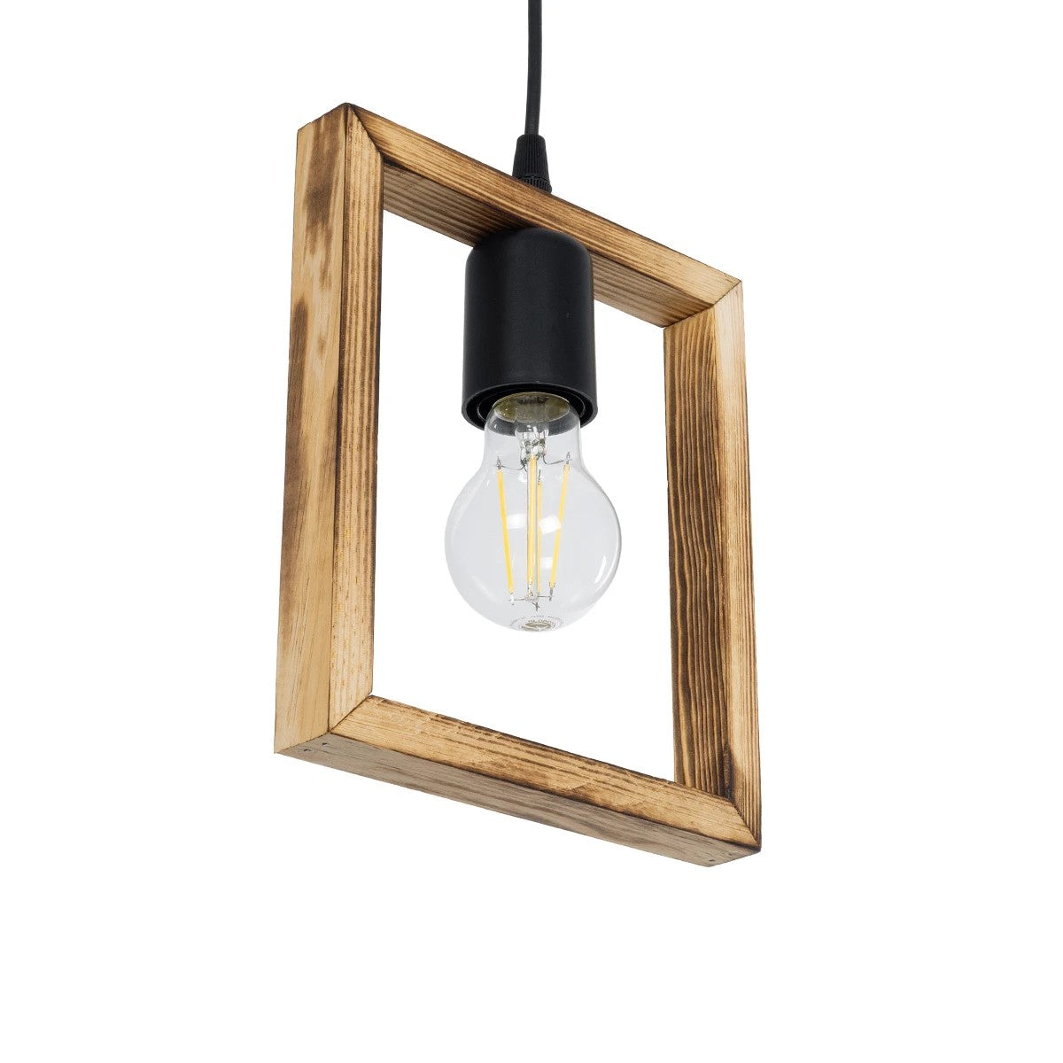EDISON 203-0020 Vintage Κρεμαστό Φωτιστικό Ανάρτηση Μονόφωτο 1 x E27 IP20 Μπεζ Ξύλο - Μ18.5 x Π18.5 x Υ66cm