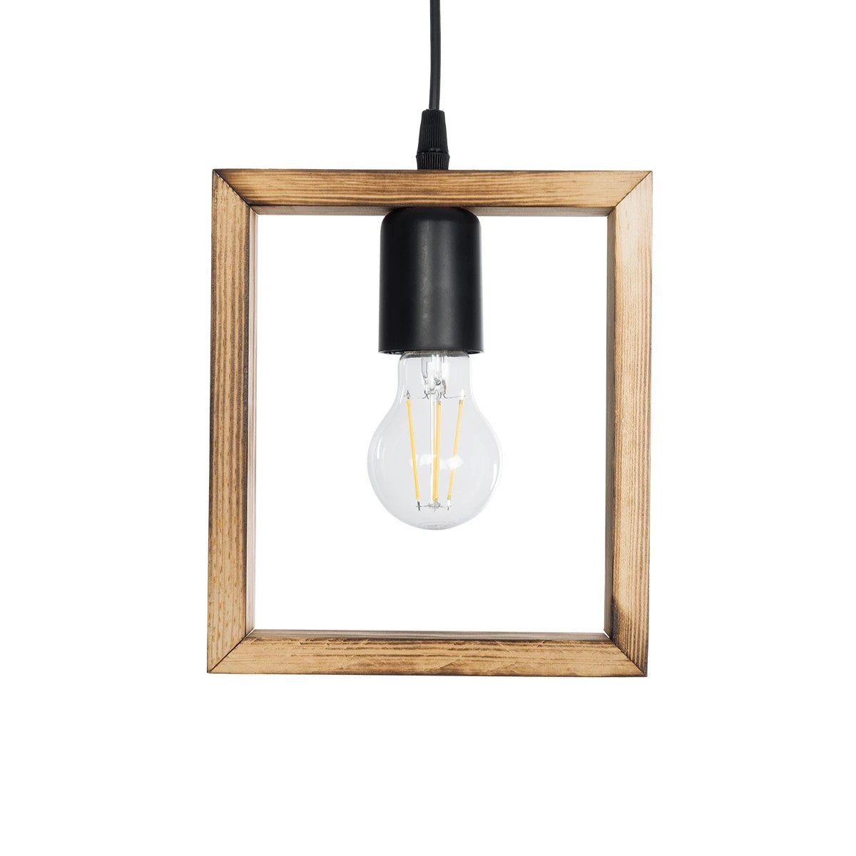 EDISON 203-0020 Vintage Κρεμαστό Φωτιστικό Ανάρτηση Μονόφωτο 1 x E27 IP20 Μπεζ Ξύλο - Μ18.5 x Π18.5 x Υ66cm