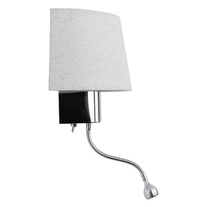 ELEGANT 01493 Μοντέρνο Επιτοίχιο Φωτιστικό Απλίκα με LED Βραχίονα Δίφωτο 1 x E27 IP20 Λευκό Ύφασμα με Ασημί Μέταλλο - Μ26.5 x Π15 x Υ43cm