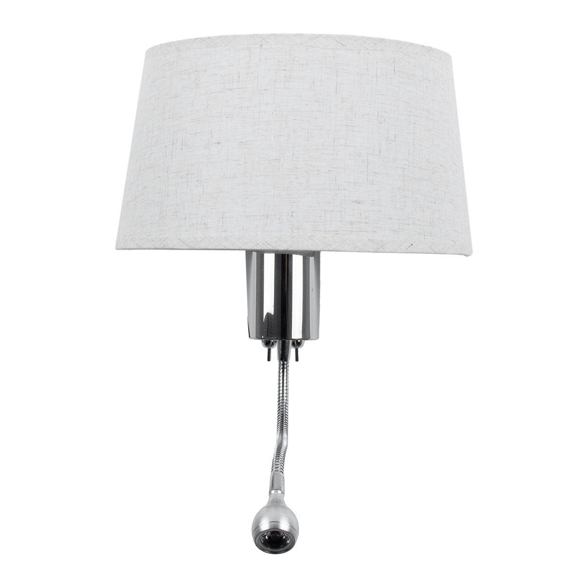 ELEGANT 01493 Μοντέρνο Επιτοίχιο Φωτιστικό Απλίκα με LED Βραχίονα Δίφωτο 1 x E27 IP20 Λευκό Ύφασμα με Ασημί Μέταλλο - Μ26.5 x Π15 x Υ43cm