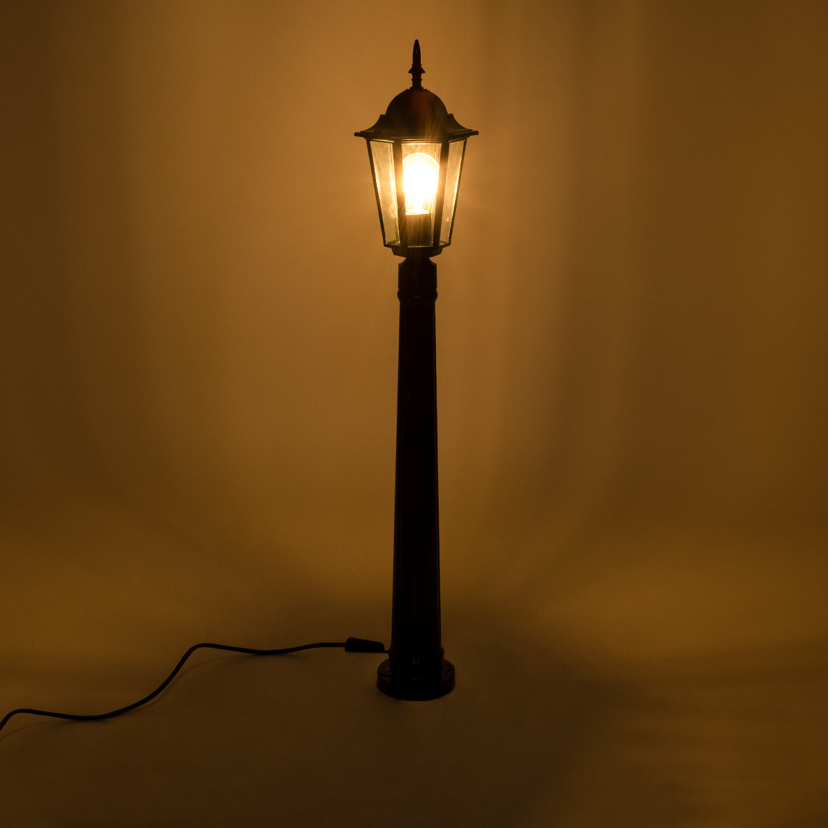 ELLIPSE 01401 Vintage Φωτιστικό Κολωνάκι Κήπου Μονόφωτο 1 x E27 Μαύρο Μεταλλικό Πλέγμα L17 x W16 x H105cm