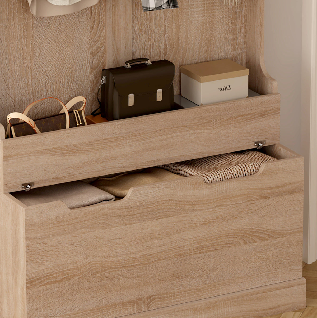 ΕΠΙΠΛΟ ΕΙΣΟΔΟΥ KAYLOR ΜΕ ΚΡΕΜΑΣΤΡΕΣ & ΑΠΟΘ. ΧΩΡΟ MDF ΣΕ ΣΟΝΑΜΑ 93x34x180
