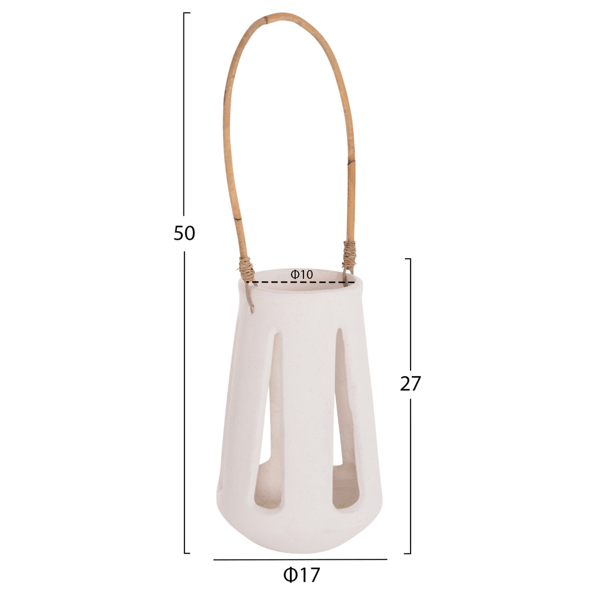 ΕΠΙΤΡΑΠΕΖΙΟ ΦΑΝΑΡΙ ERANTYL ΛΕΥΚΟ FIBER CEMENT & ΧΕΡΟΥΛΙ RATTAN Φ17x27