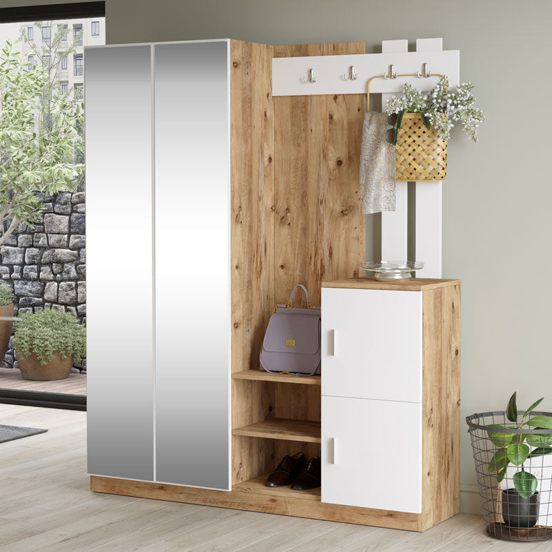 Έπιπλο Εισόδου Doorse Μελαμίνης Λευκό-Sonoma 147.5x35x180