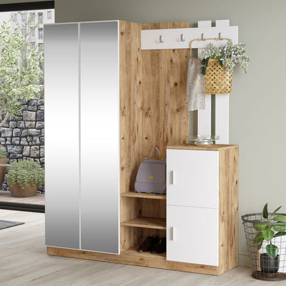 Έπιπλο Εισόδου Doorse Μελαμίνης Λευκό-Sonoma 147.5x35x180