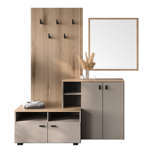 Έπιπλο Εισόδου Ebro σε Oak-Cappuccino Απόχρωση 150.3x41.2x204.7