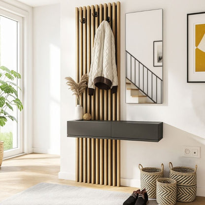 Έπιπλο Εισόδου Elois Χρώμα Ανθρακί - Sepet Oak 96,6x26,8x195,5