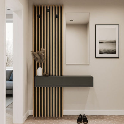 Έπιπλο Εισόδου Elois Χρώμα Ανθρακί - Sepet Oak 96,6x26,8x195,5