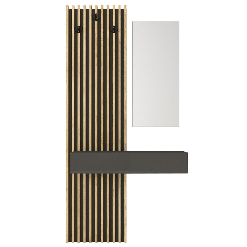 Έπιπλο Εισόδου Elois Χρώμα Ανθρακί - Sepet Oak 96,6x26,8x195,5