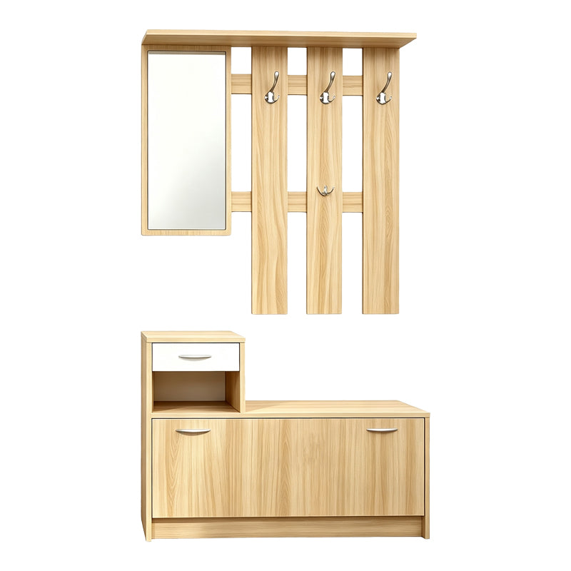 Έπιπλο Εισόδου Jentia με Καθρέπτη Sonoma με Λευκό MDF 100x24x186