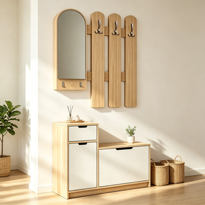 Έπιπλο Εισόδου Kenty με Καθρέπτη Sonoma με Λευκό MDF 100x28x110