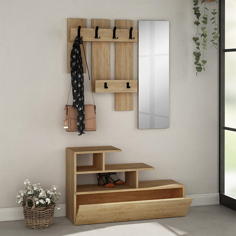 Έπιπλο Εισόδου Vesty από Μελαμίνη Χρώμα Φυσικό Οξιάς 100x30x61