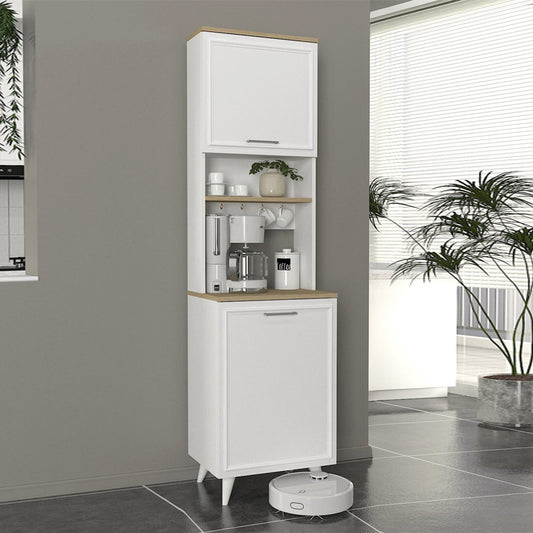 Έπιπλο Κουζίνας Potter 1 Χρώμα Λευκό - Rota Oak 53,4x39,6x196,1