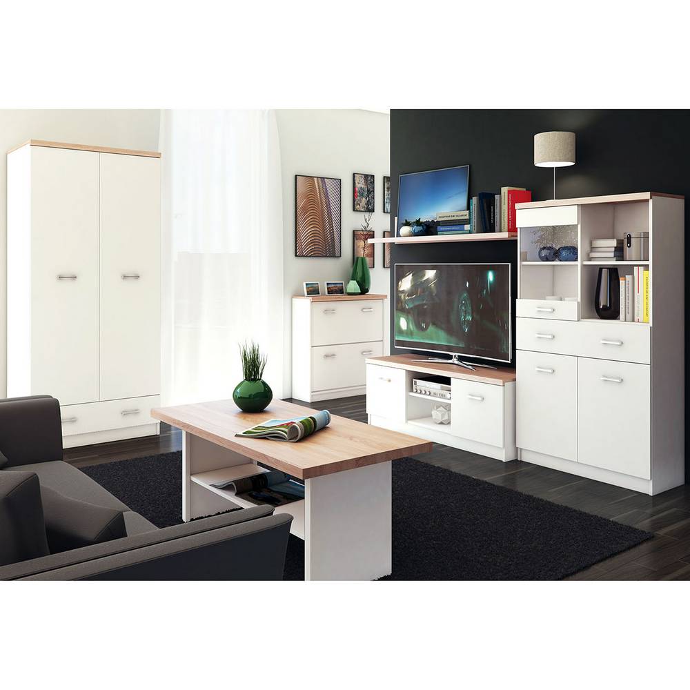 Έπιπλο TV 120x42x46 Λευκό-Sonoma με Δύο Ντουλάπια