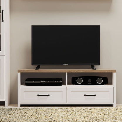 Έπιπλο TV Verne 137.9x45x52.1 Λευκό-Φυσικός Δρυς