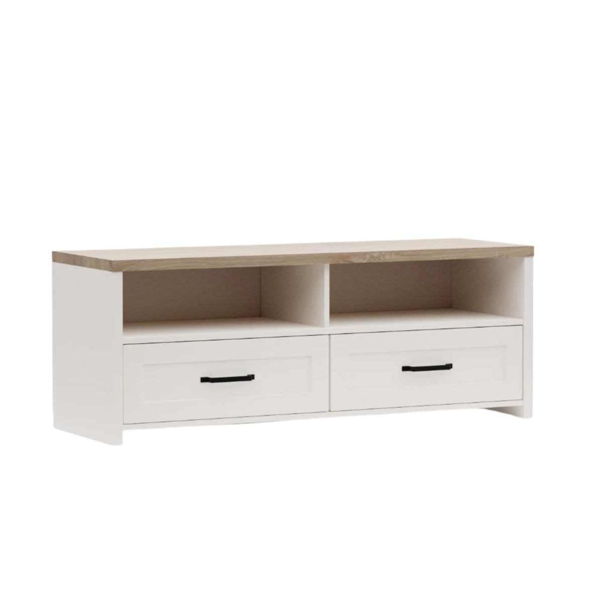 Έπιπλο TV Verne 137.9x45x52.1 Λευκό-Φυσικός Δρυς